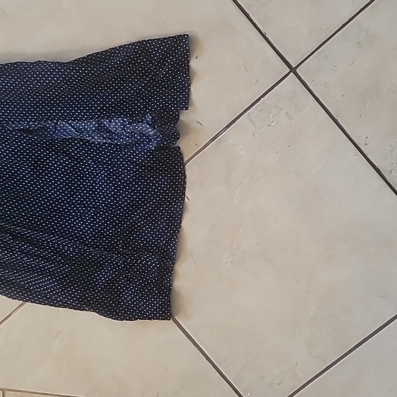 Vintage Navy Polka Dot V-neck Back Cut Out Strap Front Split Dress SZ 7/8 - Picture 4 of 16